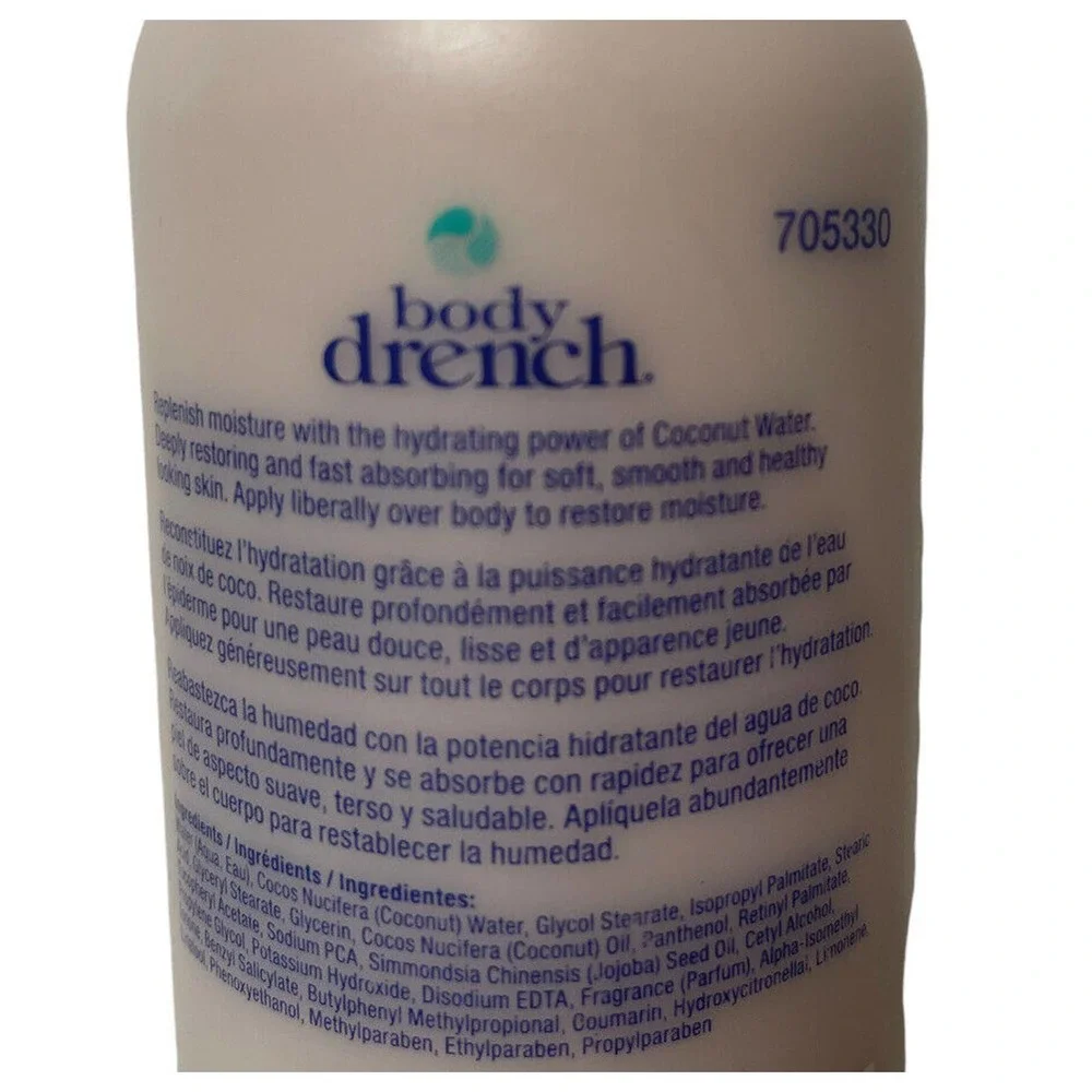 BODY DRENCH Coconut Water‎ Replenishing Body Lotion for ALL SKIN TYPES 16.9 fl